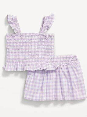 Girls Size 12-18 Months Old Navy Gingham Sleeveless Smocked Top & Skirt Set